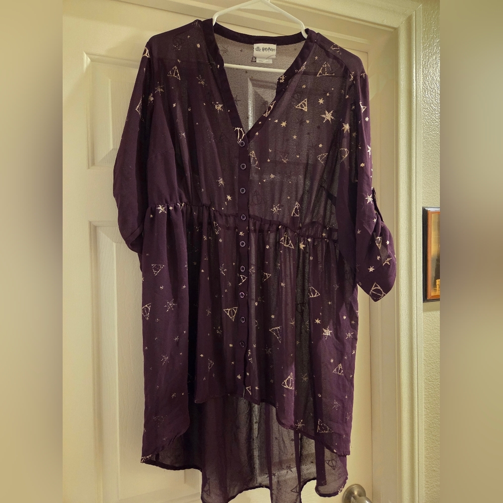 Harry Potter Collection Sheer Black and Purple Blouse with Star Design